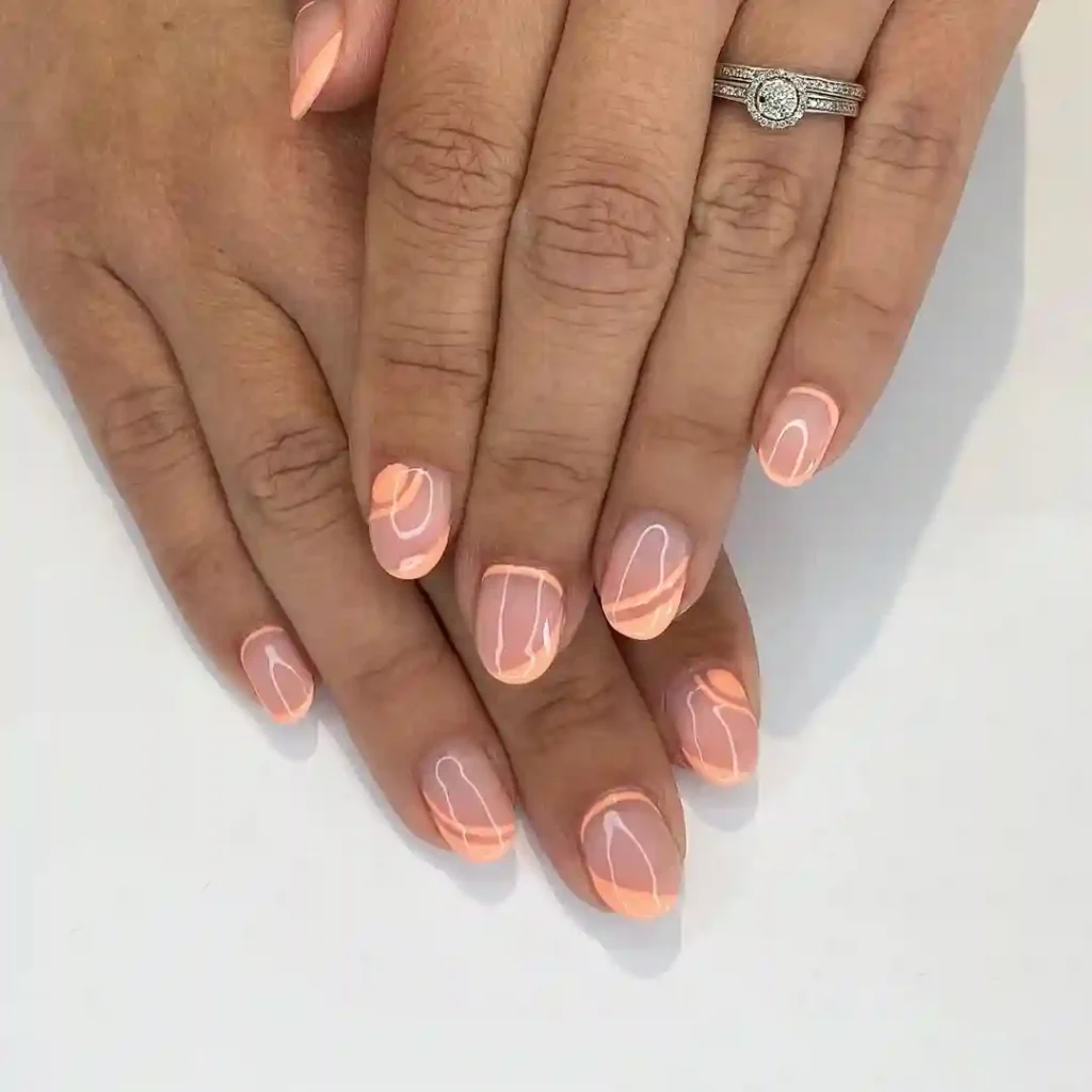 Abstract Peach Coral Nail Art