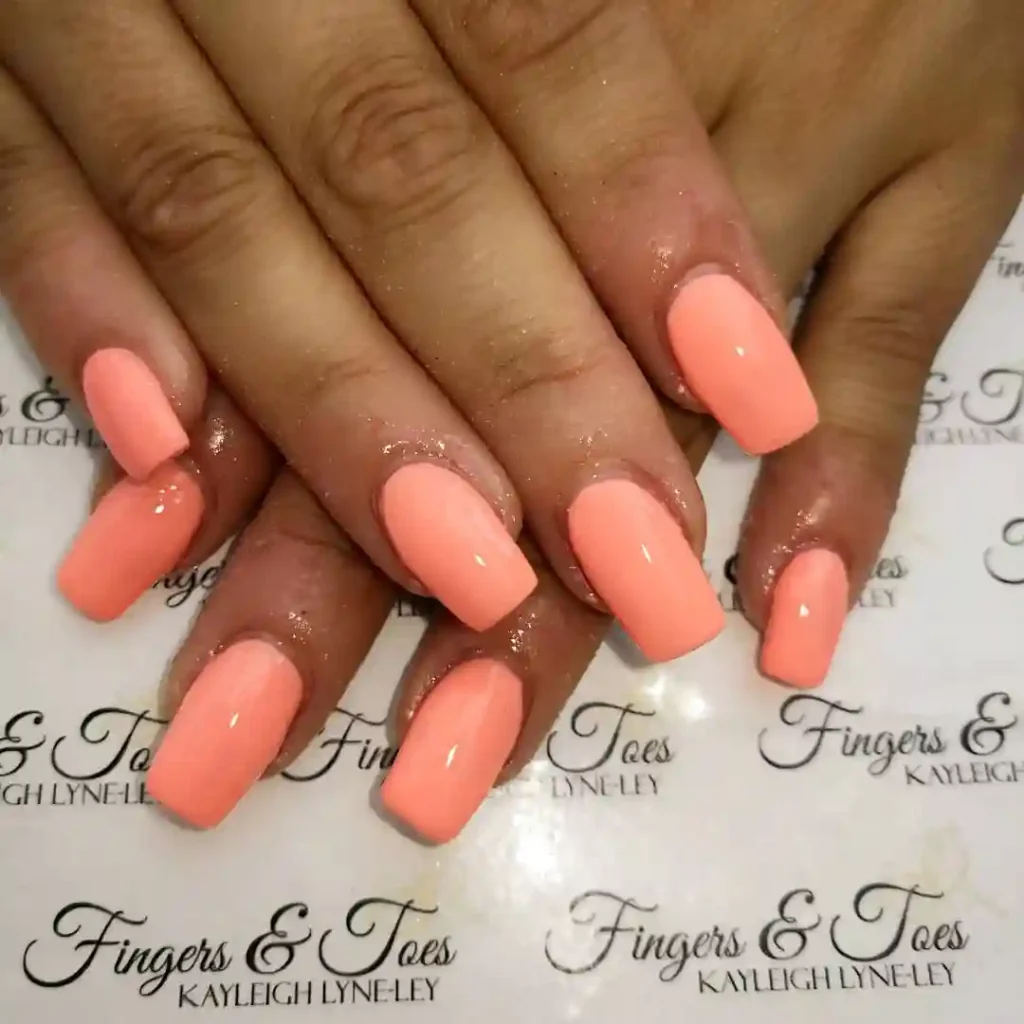 Classic Square Peach Coral Nails