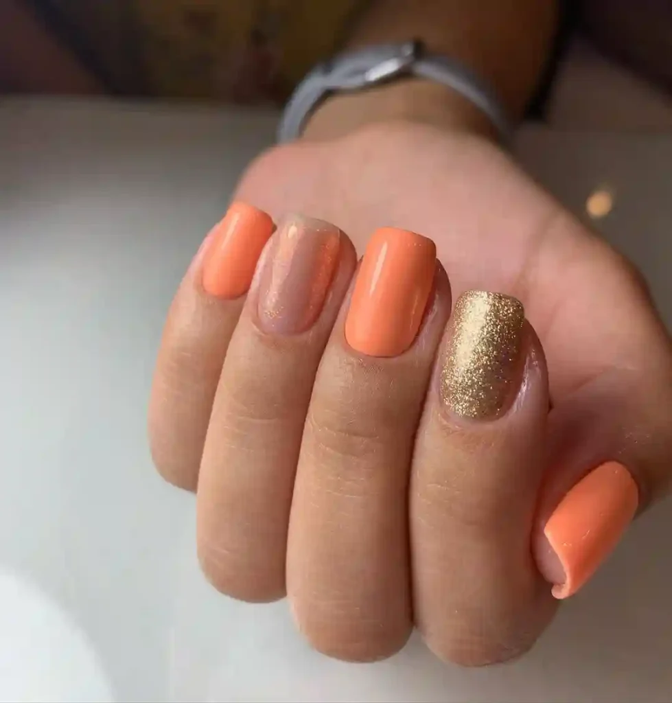 Coral Glossy Oval Nails