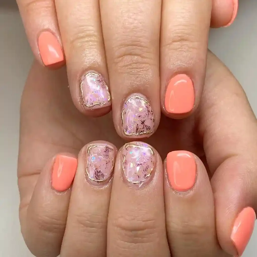 Coral with Pink Opal Marble Accents