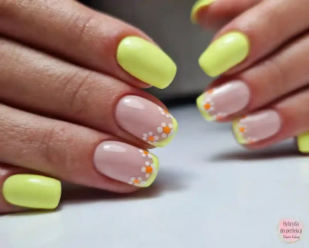 Glossy Pale Yellow Square Nails
