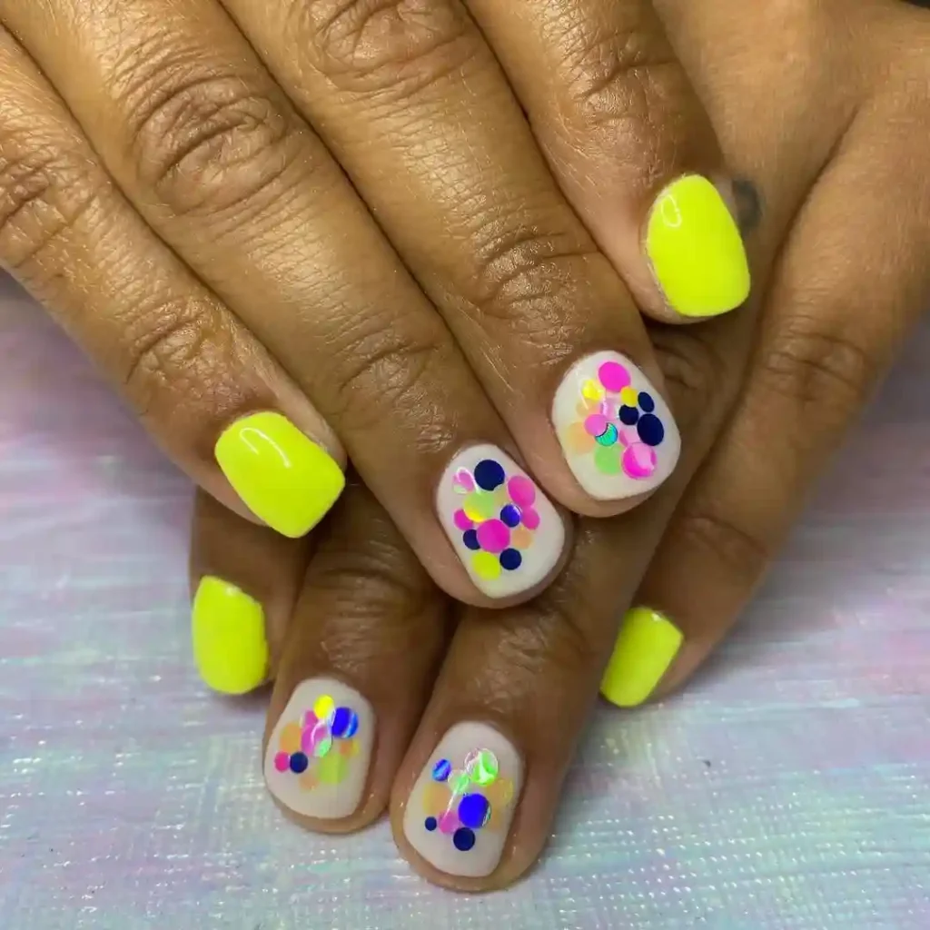 Neon Beach Doodle Nails