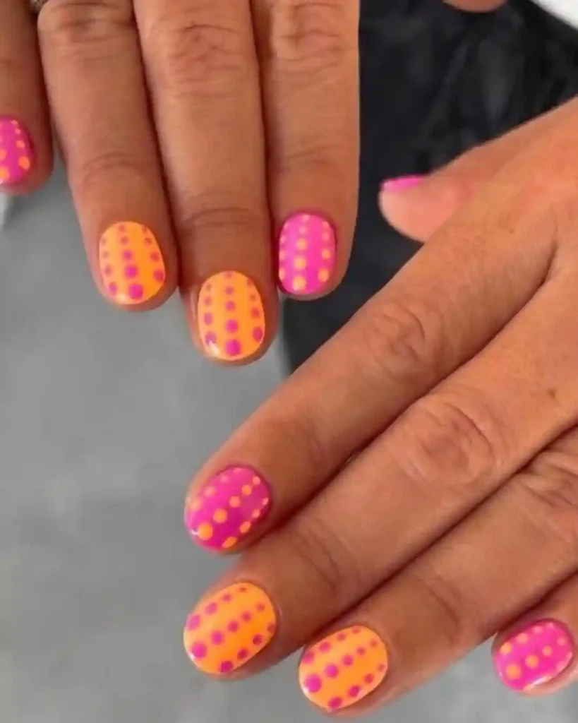 Neon Dot Pop Nails