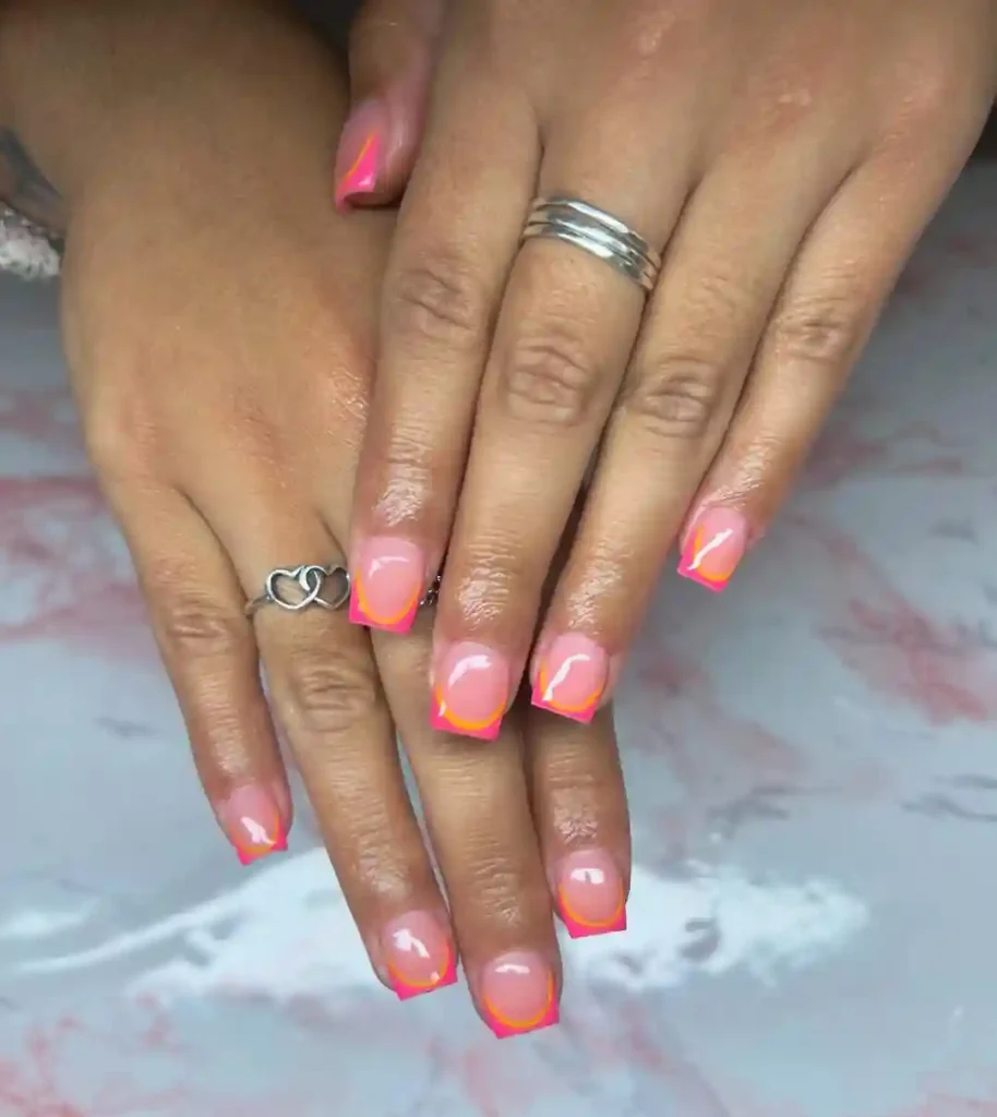 Neon Outlined French Tips