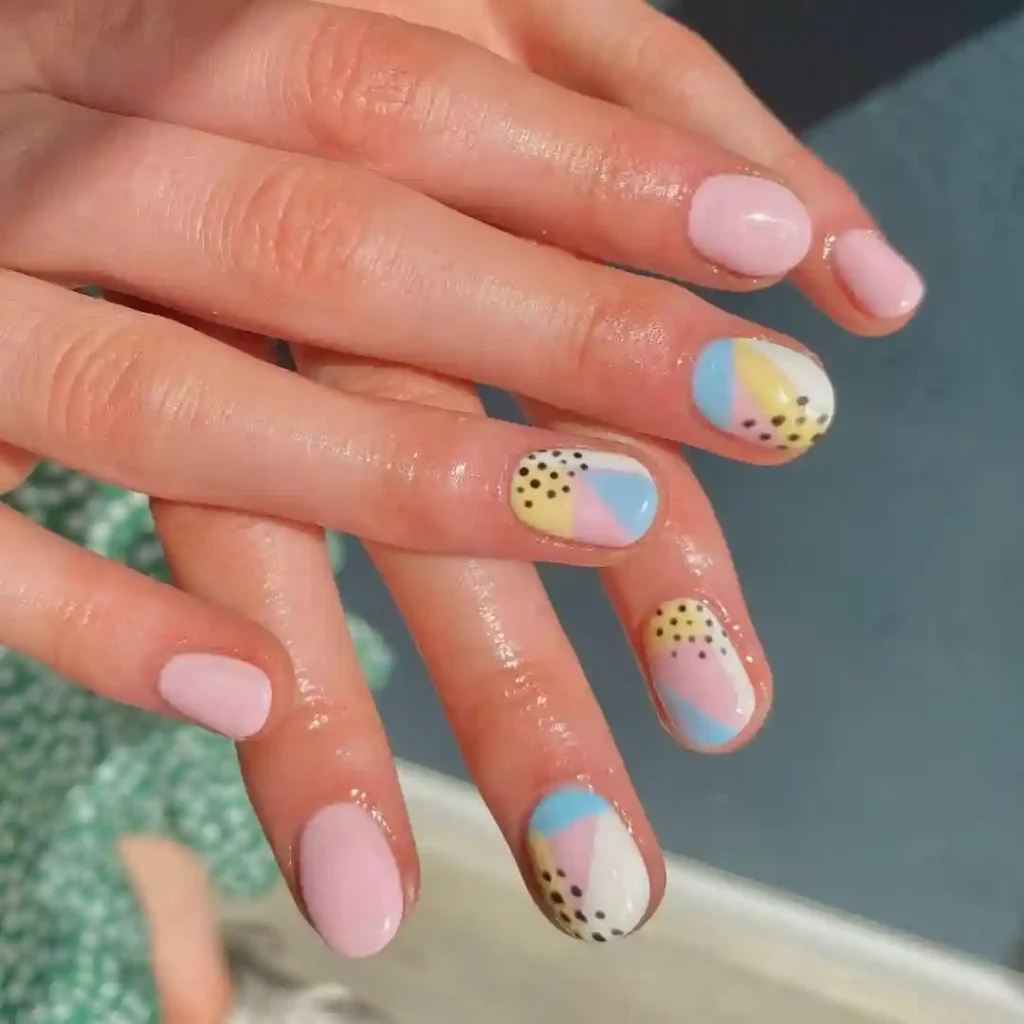 Pastel Geometric Pop Art Nails