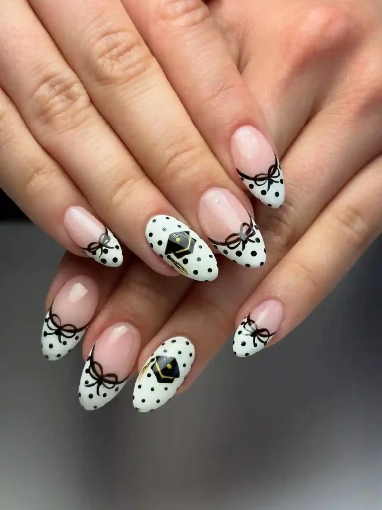 Polka Dot Graduation Cap Nails