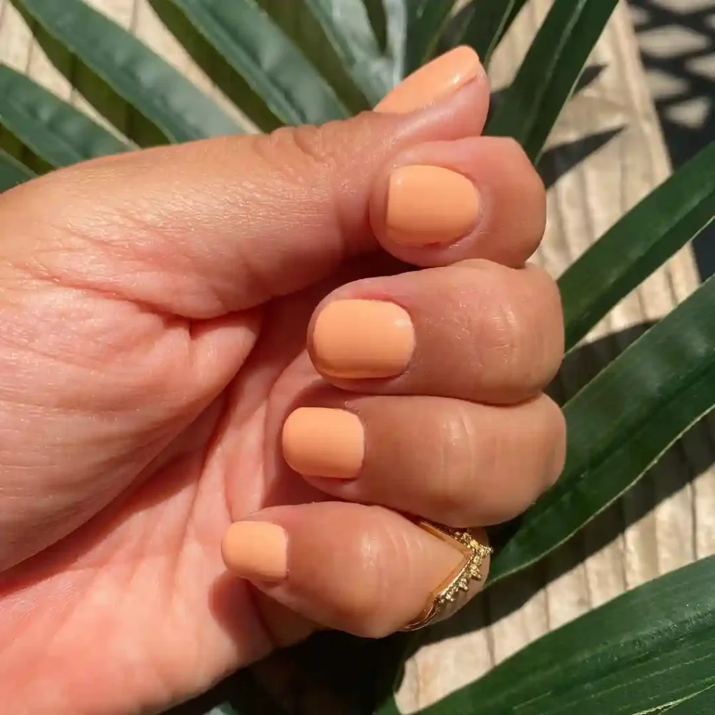 Soft Matte Peach Coral Short Nails