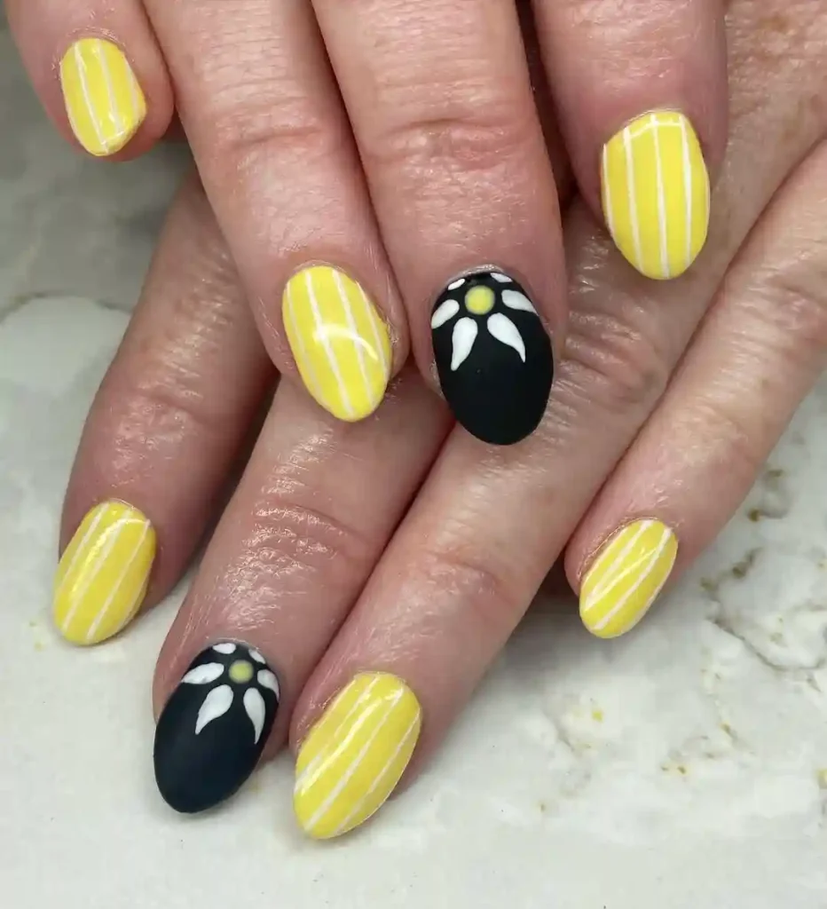 Yellow Flame Tips with 3D Florals