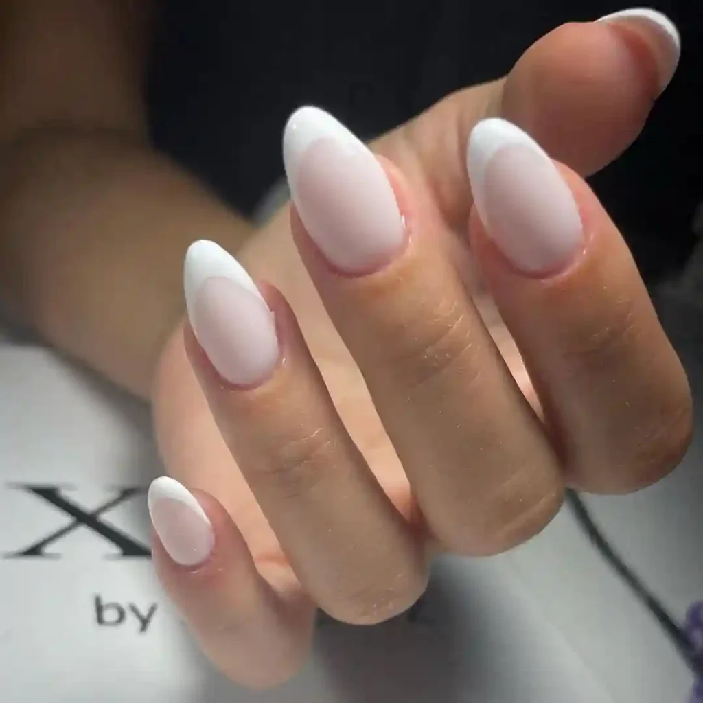 Classic White French Tip Coffin Nails