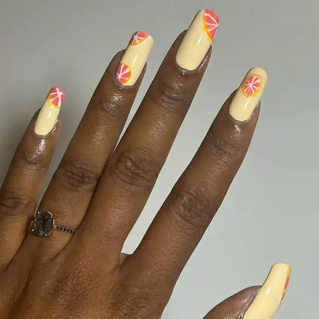 Creamy Citrus Slice Nail Art