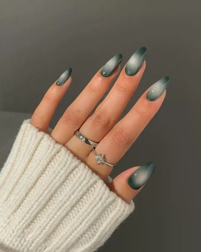Forest Green Ombre Aura Nails