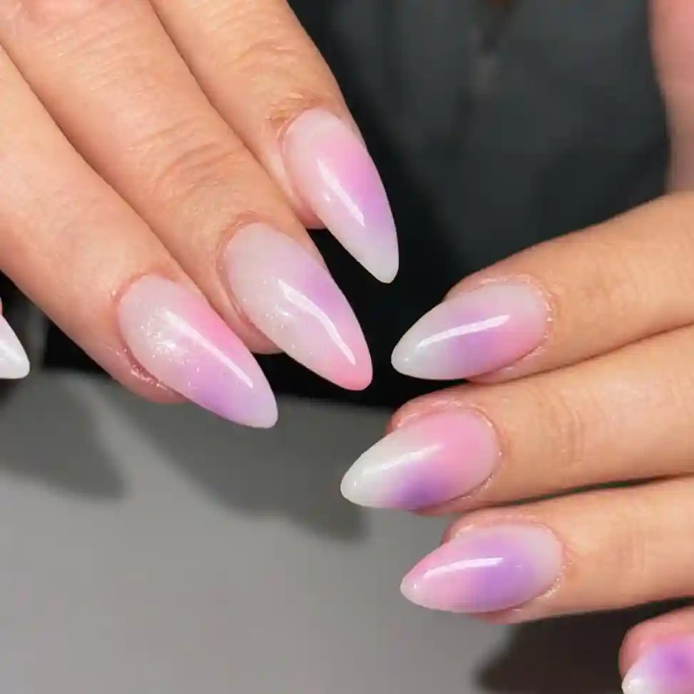 Glossy Pink and Lilac Aura Fade