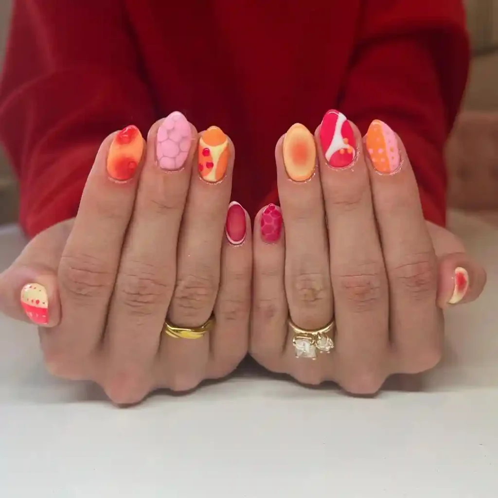Neon Citrus Mix Aura Nails