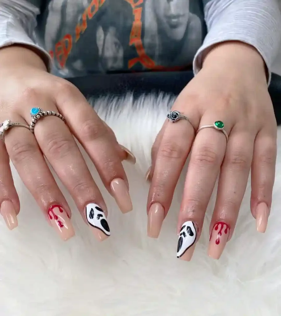 Nude & Scream Art Coffin Nails