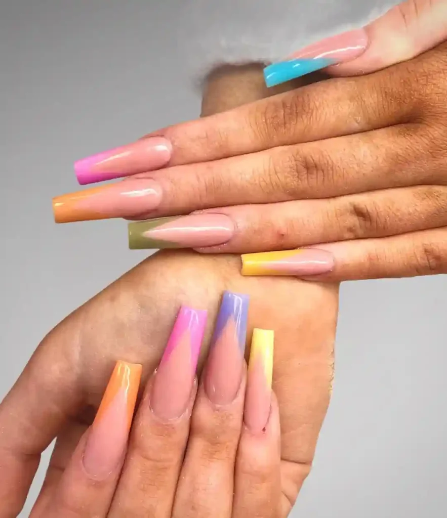Rainbow Ombré Coffin Nails for Summer Vibes