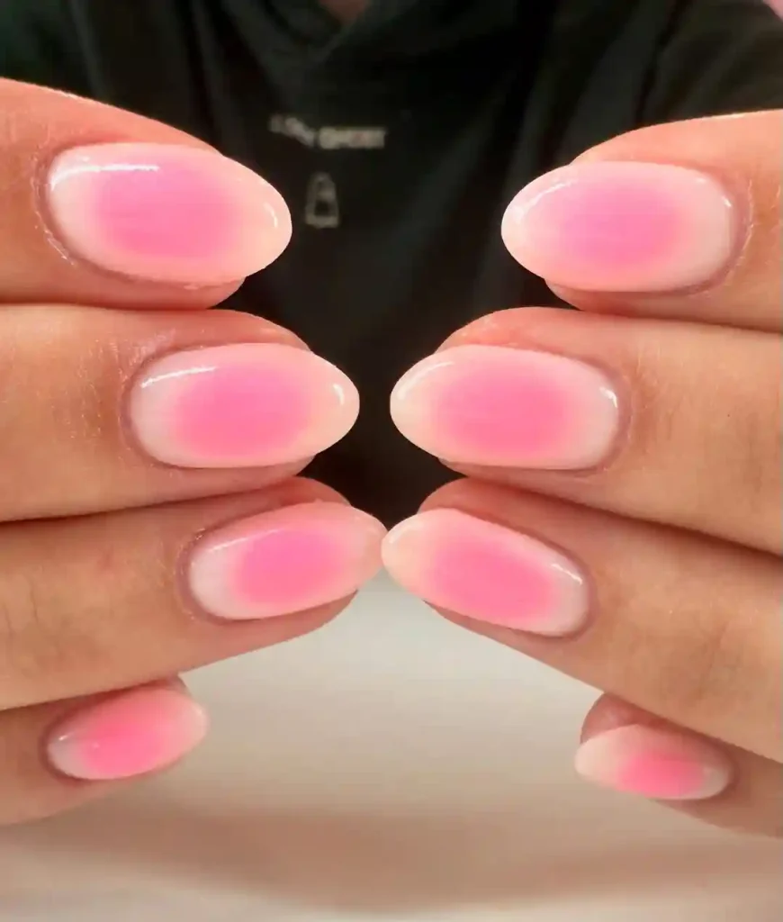 Soft Pink Glow Aura Nails