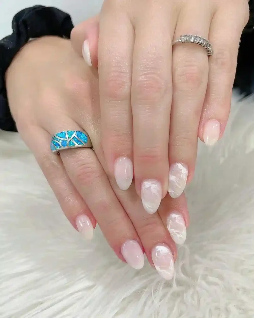 White Cloud Marble Nails